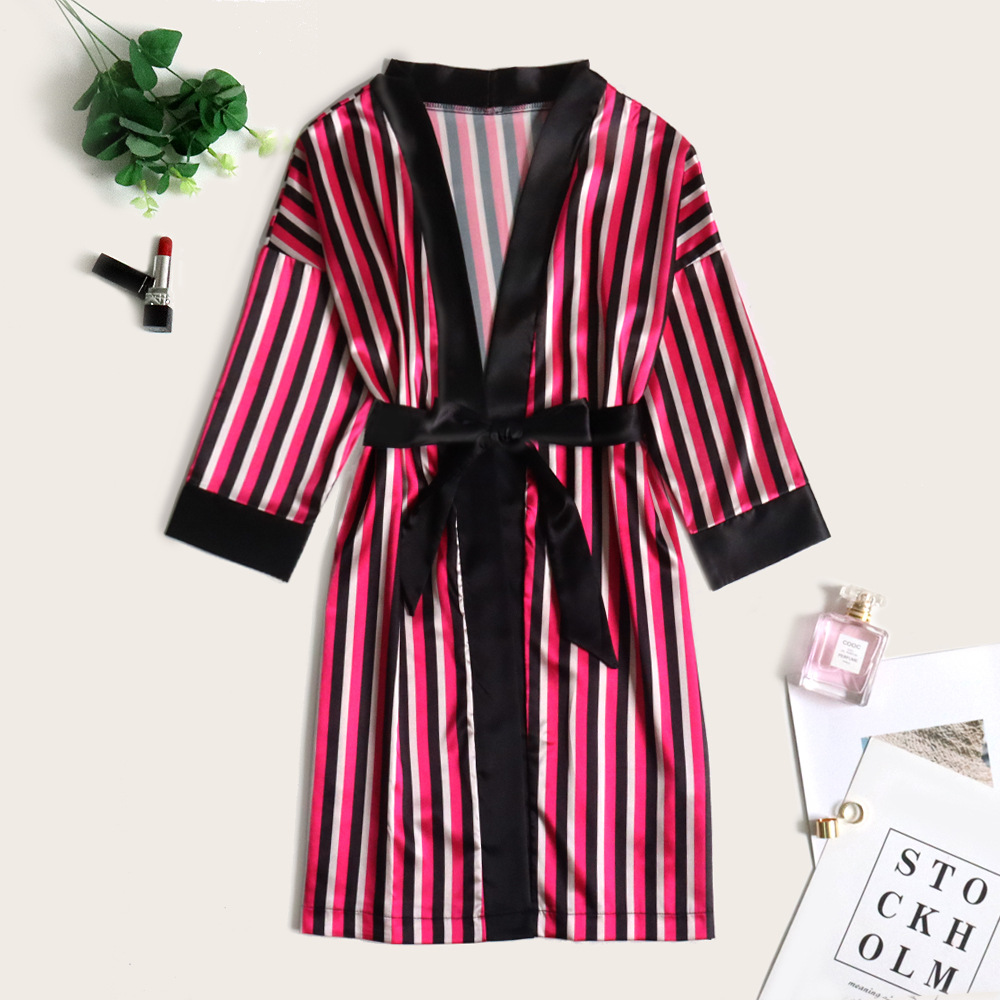 Vertical Stripes Summer Thin Sexy Furniture Clothing Women's Interest Pajamas