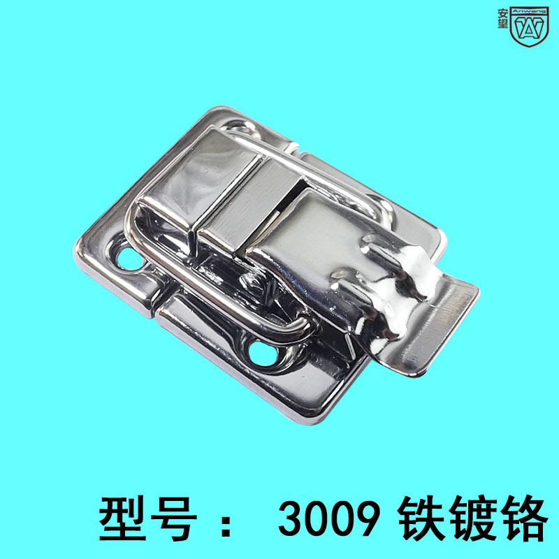 Anwang 3009 caja de herramientas hebilla de hierro con botón de bloqueo de botón de boca de pato caja de madera hebilla de caja de hierro