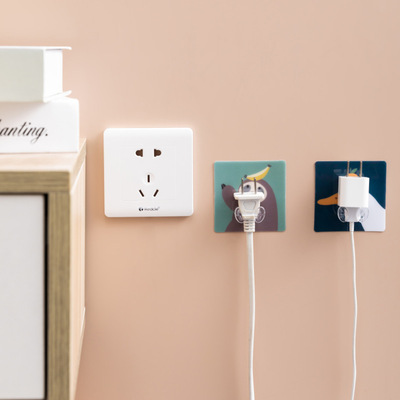 socket power cord Storage Sticking hook Plug Hooks kitchen key Bracket Wall hanging wall Cartoon Strength Viscose