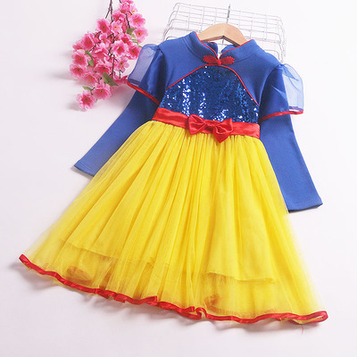 Christmas new pattern European style girl Dress Autumn and winter Cartoon pattern Sophia Princess Dress On behalf of