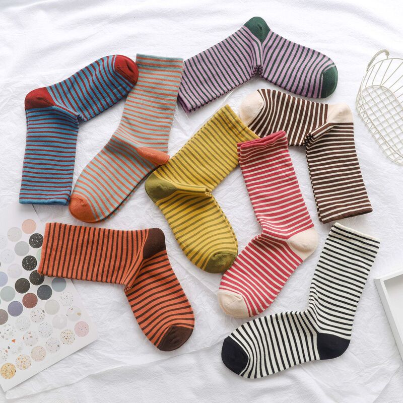 Striped Socks for Children 20 New Korean Dongdaemun Contrast Color Stripe Women's Socks Comfortable Cotton Mid-length Socks Piled Stacks Striped Socks for Children 20 New Korean Dongdaemun Contrast Color Stripe Women's Socks Comfortable Cotton Mid-length Socks Piled Stacks