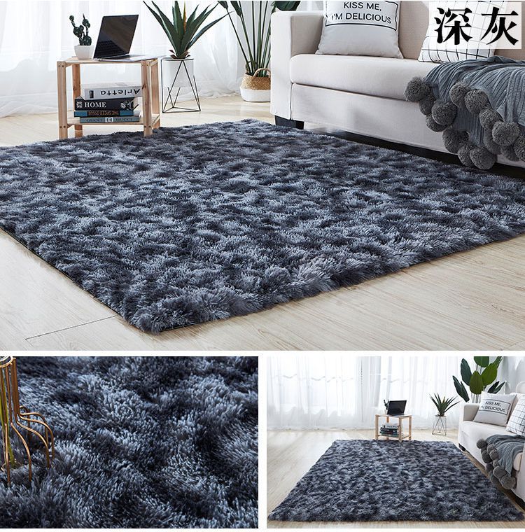 Alfombra de Lana de Seda con Tinte Anudado de Pelo Largo para Comercio Exterior y Dropshipping, para Sala de Estar, Dormitorio, Junto a la Cama, Resistente a las Manchas y Fácil de Cuidar, Alfombra para Sala de Estar.