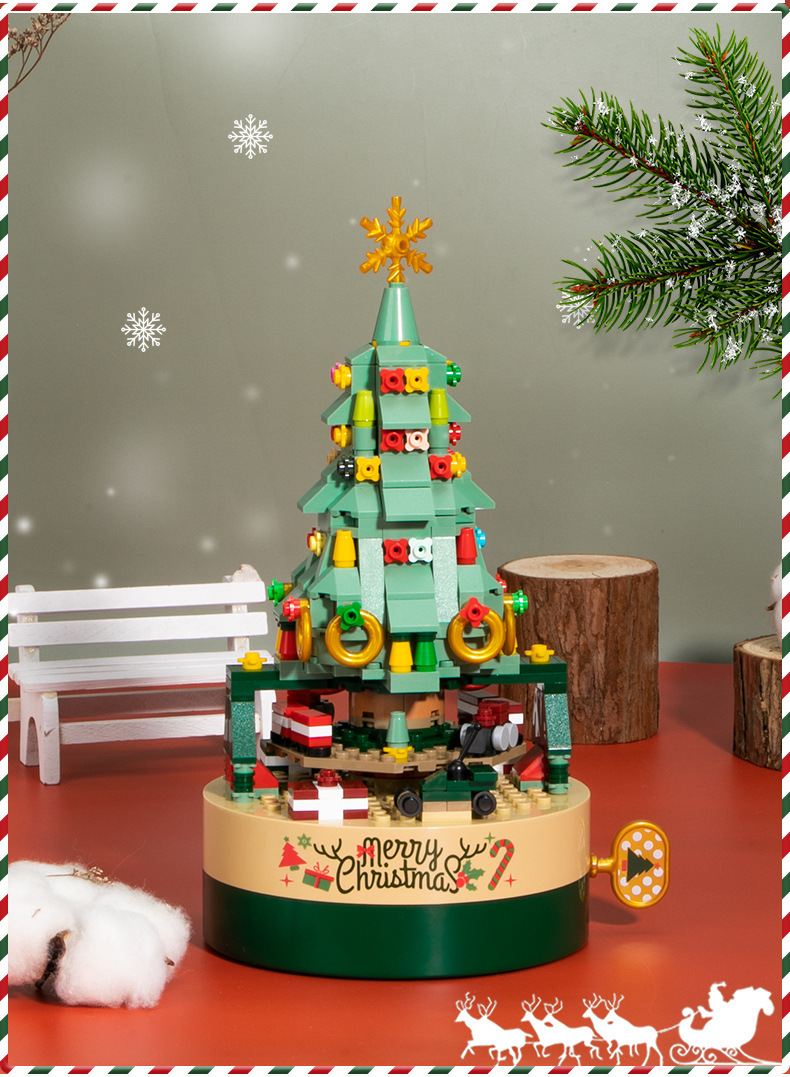 Christmas Tree Music Box Assembling Puzzle Building Blocks Toys display picture 1