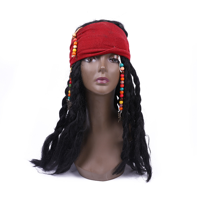 Captain Jack Sparrow, a pirate, wore a wig for both men and women, with decorative wooden beads and dreadlocks. He performed a wig and a wig detail image 3