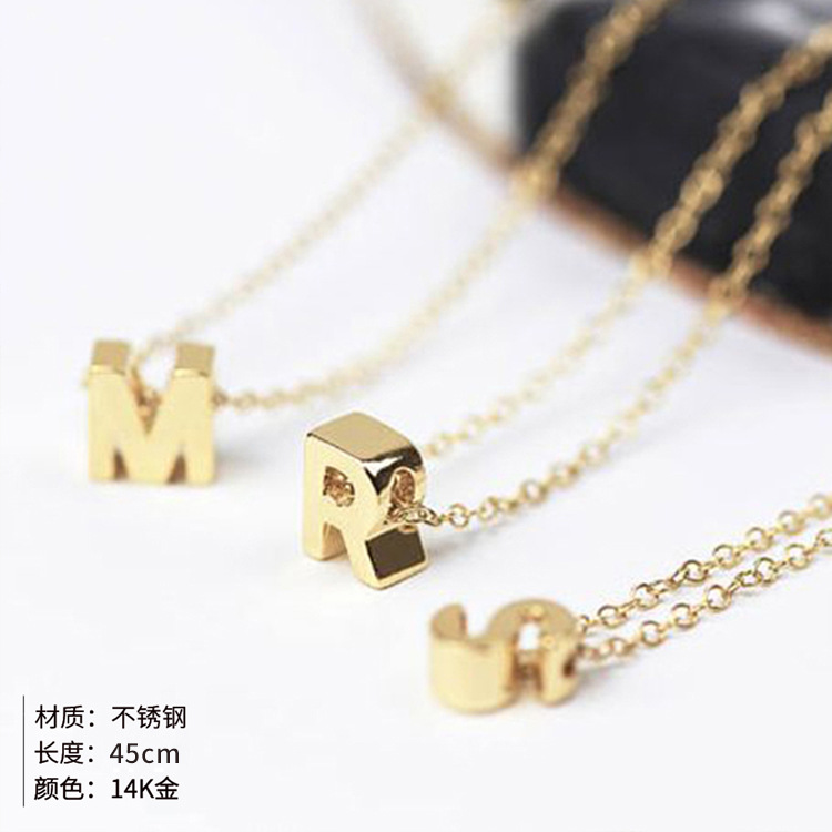 Stainless Steel Titanium Steel 14K Gold Plated Fashion Plating Letter Necklace display picture 1