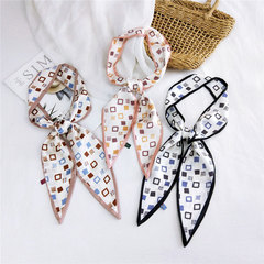 純色新款小絲巾領巾女春款韓版時尚百搭秋冬長款包包手腕巾裝飾