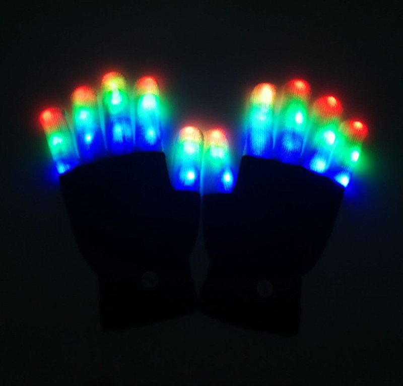 Guantes luminosos regalo de Halloween nuevo Super brillante Arco Iris Guantes luminosos/LED luminosos accesorios de rendimiento