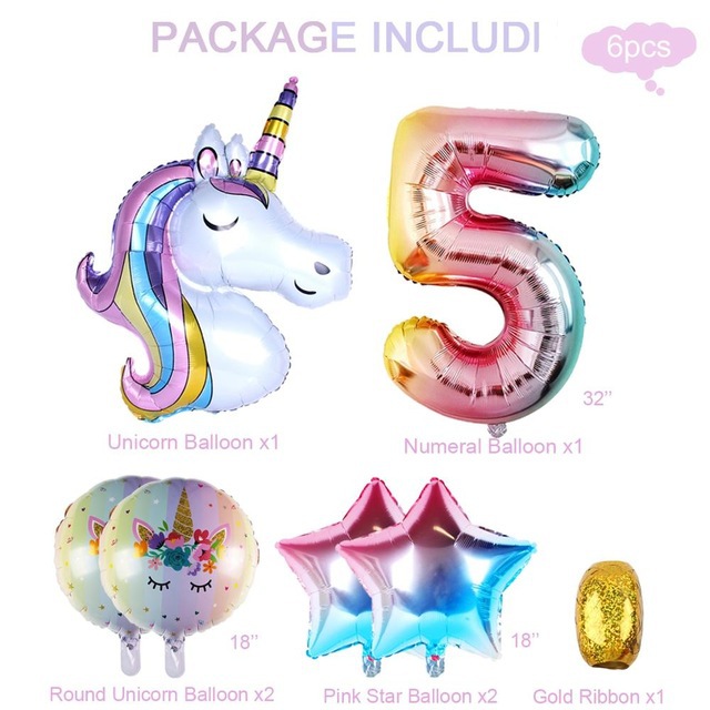 6-7pcs-lot-Rainbow-Unicorn-Bal