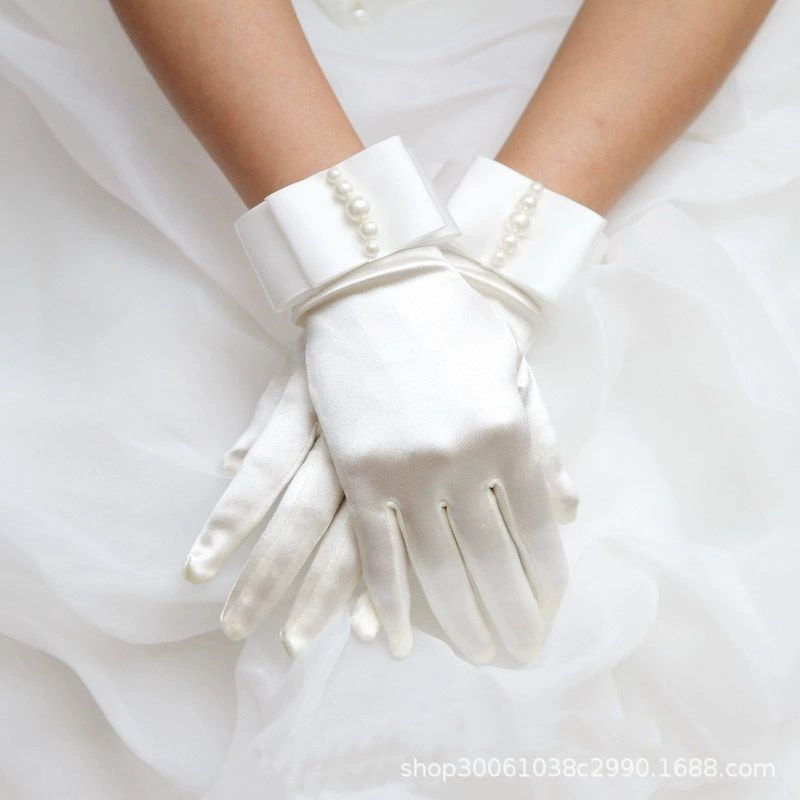 Gloves, wedding dress, accessory from pearl for bride