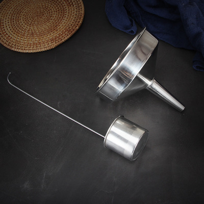 漏斗304不锈钢酒漏斗酒店厨房家用大小口径无磁漏油漏斗带过滤网|ru