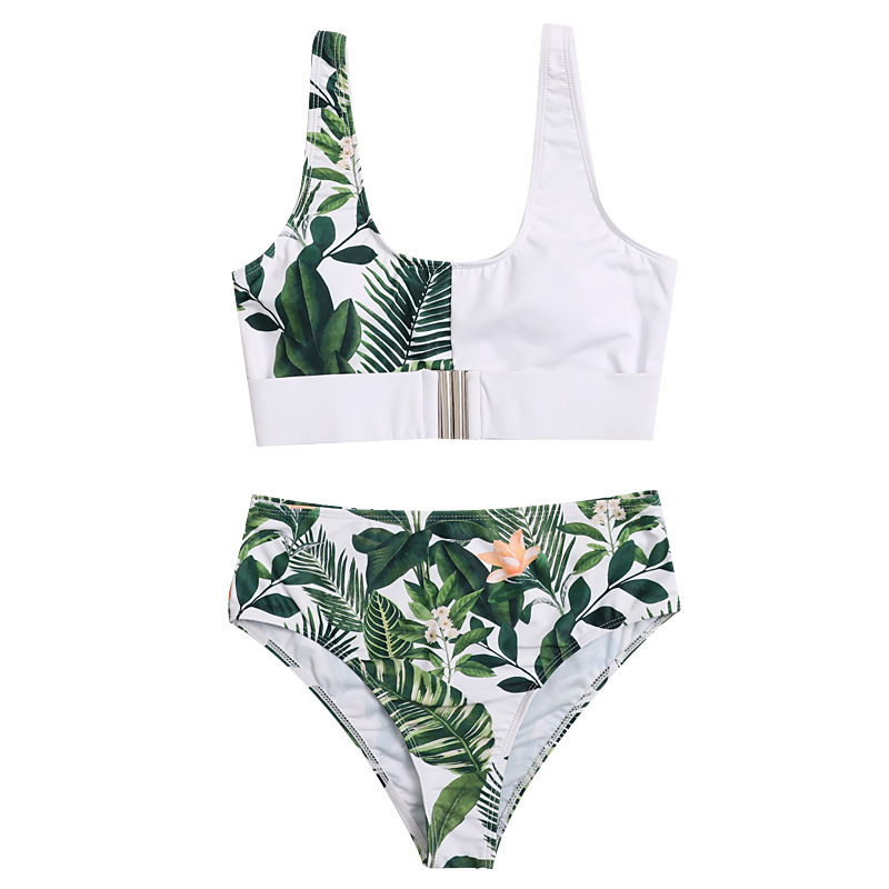 sexy print gathered split swimwear NSHL31397