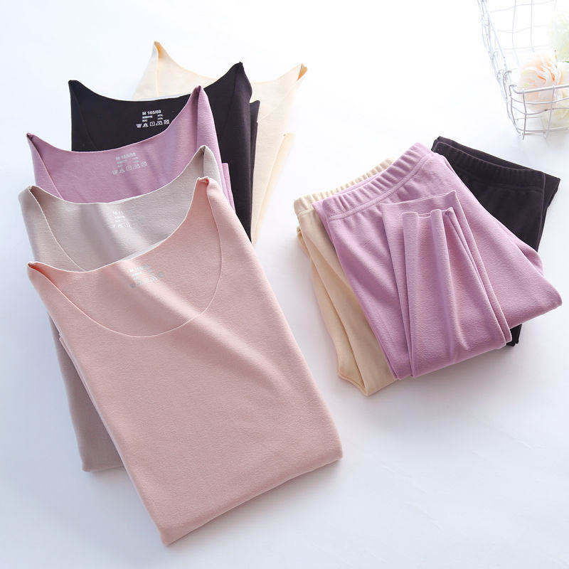 lady No trace keep warm Underwear suit Plush Autumn coat Long johns Thin section Tight fitting T-shirts Base coat wholesale
