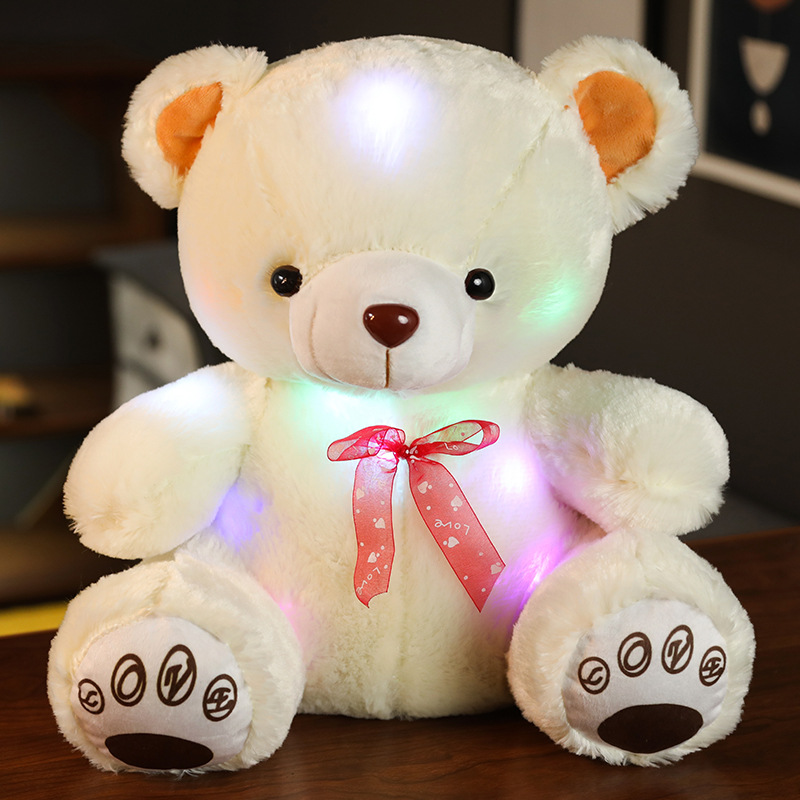 Teddy bear plush doll, bow tie glowing m...