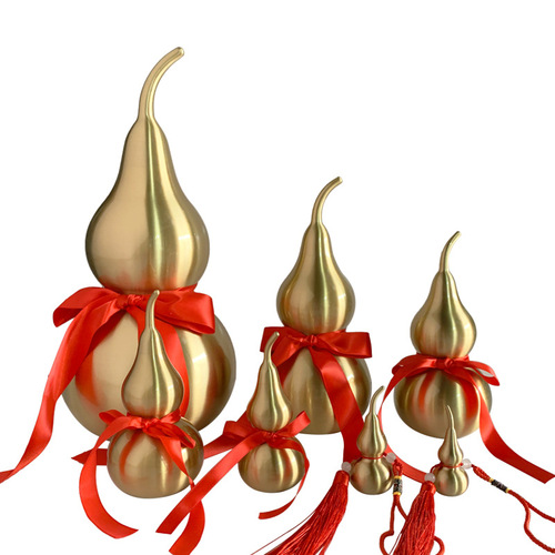 Manufacturer wholesale copper gourd pendant good luck open copper gourd pendant ornaments brass five emperors money car decorations