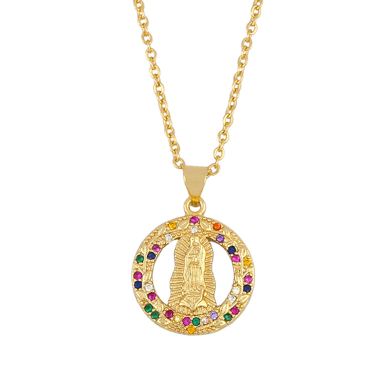Fashion Virgin Mary Necklace 18k Gold Plated Cross Necklace Female Zircon Necklace display picture 4
