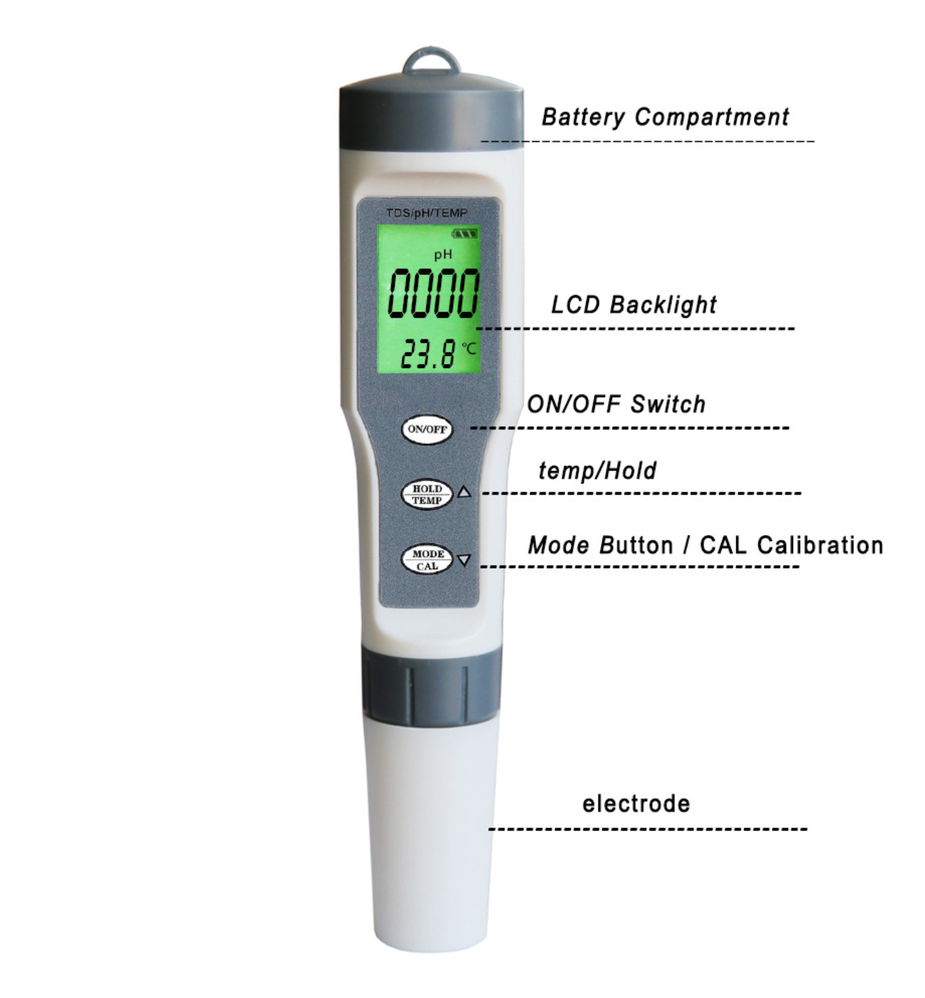 三合一夜光水质笔ph酸碱度/tds电导率/温度检测笔酸度计测试笔