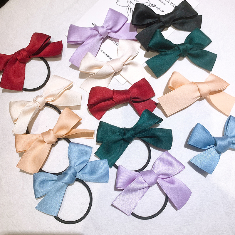 Vintage Satin Bowknot Hairpin Ribbon Double Ponytail Rope Bangs Clip En Gros display picture 4