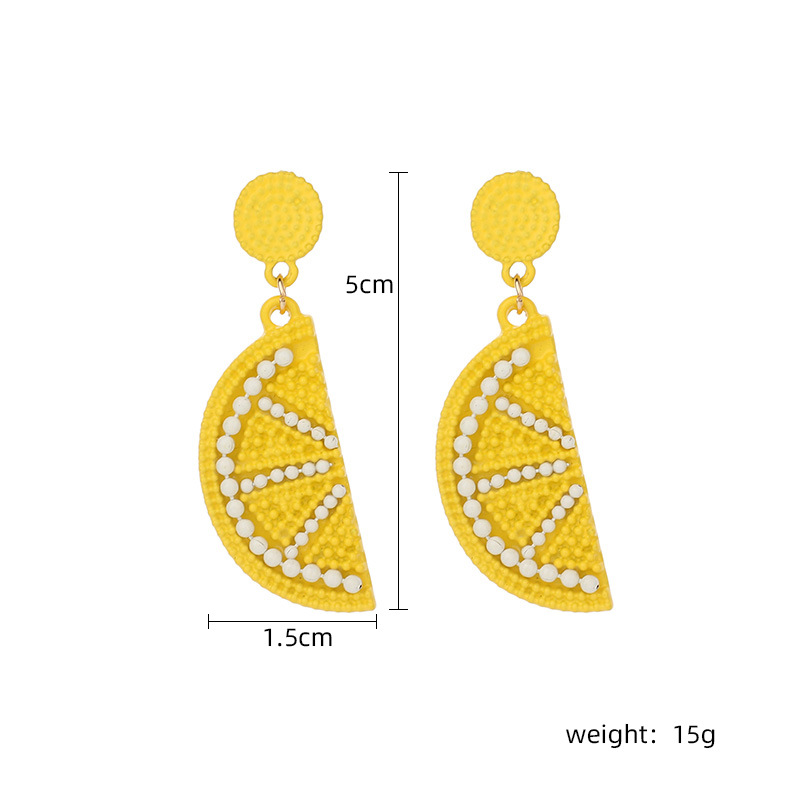 Korea Candy Color Fruit Banana Strawberry Lemon Childlike Girls Alloy Earrings display picture 3