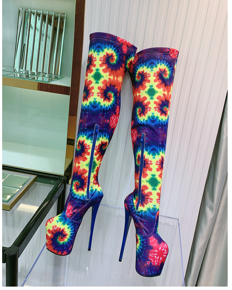 Boot nữ da lộn cổ cao quá đầu gối gót nhọn 20 cm — Màu đen chi tiết 13