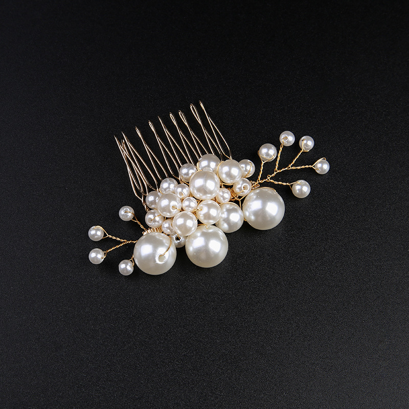 European and American Pearl Bridal Headdress Red and White Pearl Hair Plug Wedding Accessories Small Hairpin Wedding Dress Accessories Headdress Set