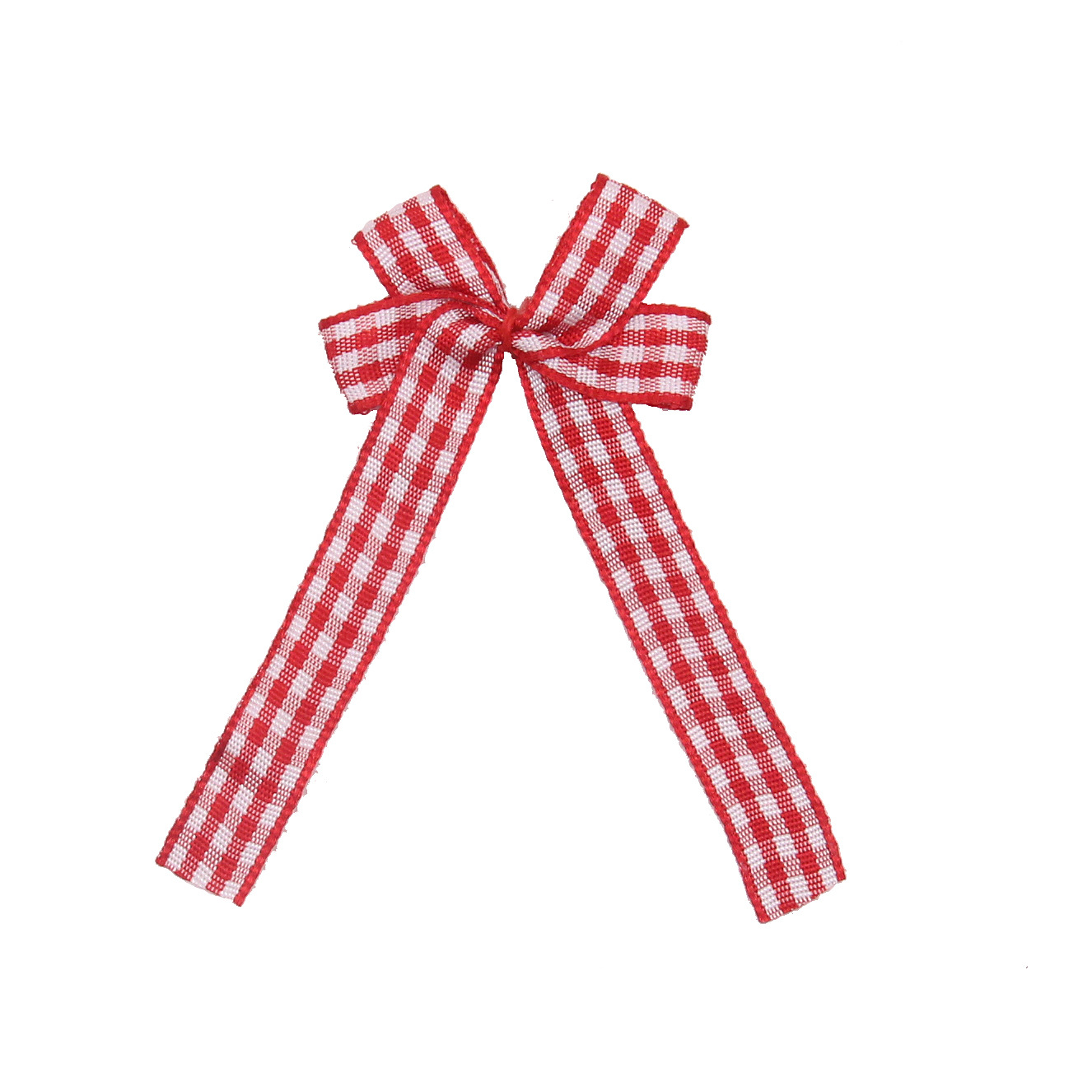 1cm rojo y blanco a cuadros cinta arco Yiwu fabricantes pueden hacer accesorios de ropa escocesa arco a cuadros