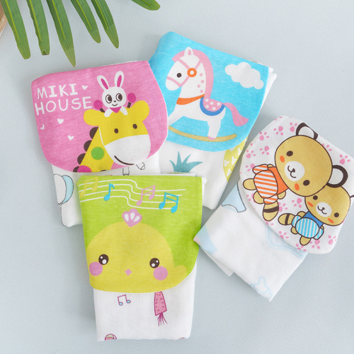 Sweat Absorbent Towel Baby High-Density Gauze Four-Layer Absorbent Towel Kindergarten Summer Thin Back Pad Towel Large and Small Size