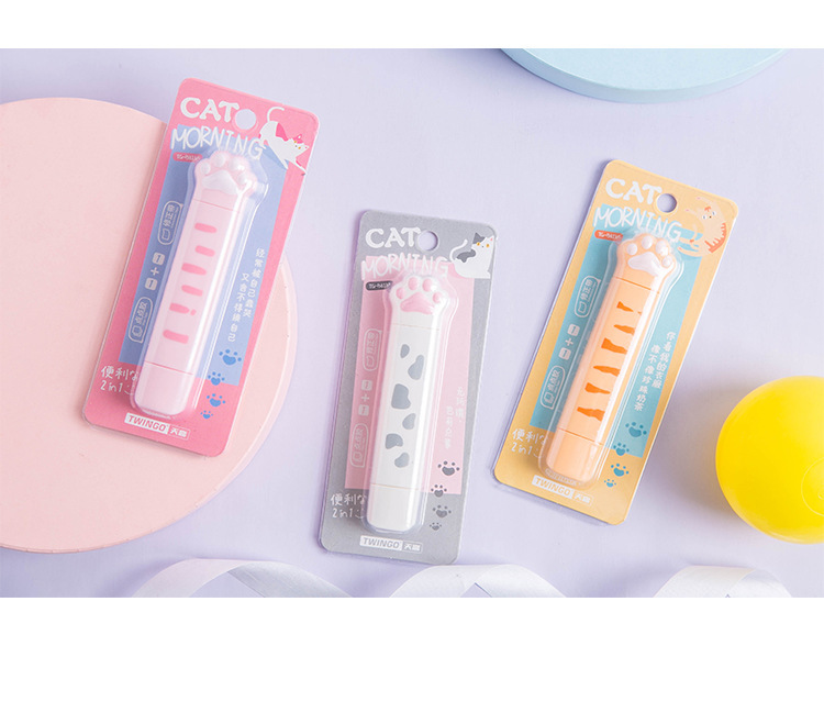 Cat's Claw Soft Cute Cat Double Head Correction Tape display picture 1