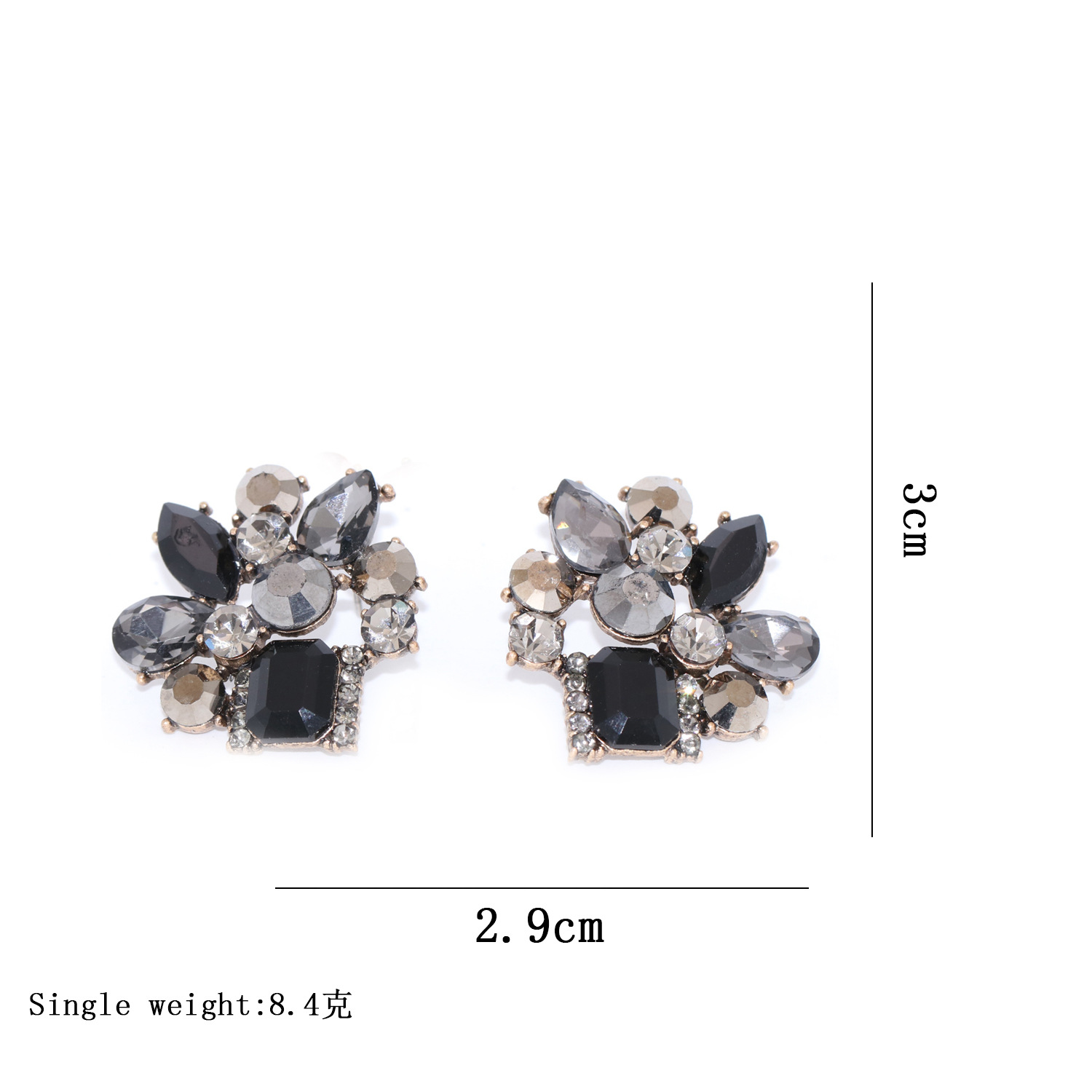 Exaggerated Geometric Earrings New Retro Color Crystal Square Earrings Wholesale Nihaojewelry display picture 1