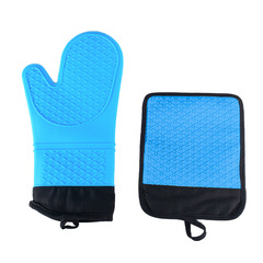 Long sleeve padded silicone reinforced oven mitt with heat insulation kitchen protection glove microwave oven cooking accessory set
