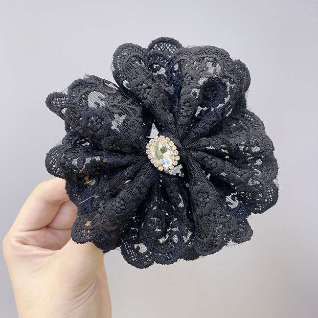 Japan And South Korea Lace Rhinestone Big Bow Hairpin Fashion Hairpin Word Spring Clip Wholesale Nihaojewelry display picture 11