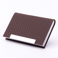 Leather stainless steel thin business card holder for men and women, stylish business card case, metal creative annual meeting gift