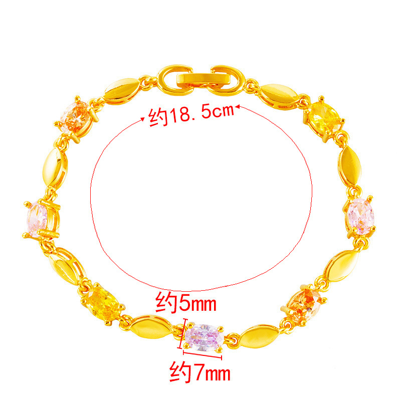 Imitación de lujo de Europa y América 18K pulsera de oro joyería de las mujeres de moda de imitación de color natural tesoro joyería de cristal de oro de arena al por mayor