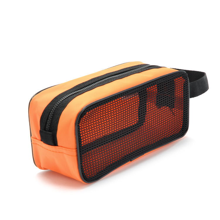 Nylon solid color cosmetic bag with zipper