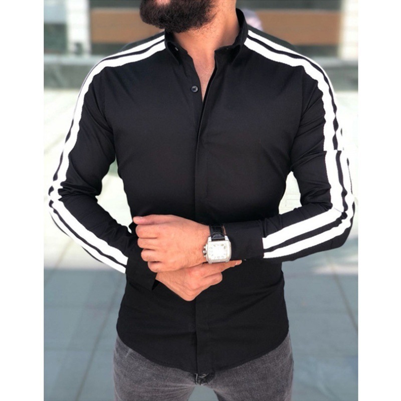 Neues, langärmliges, modisches Pull-up-Freizeithemd für Herren_voghion.com