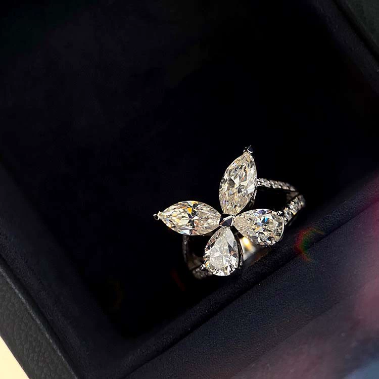 Material, sophisticated universal ring, silver 925 sample, diamond encrusted
