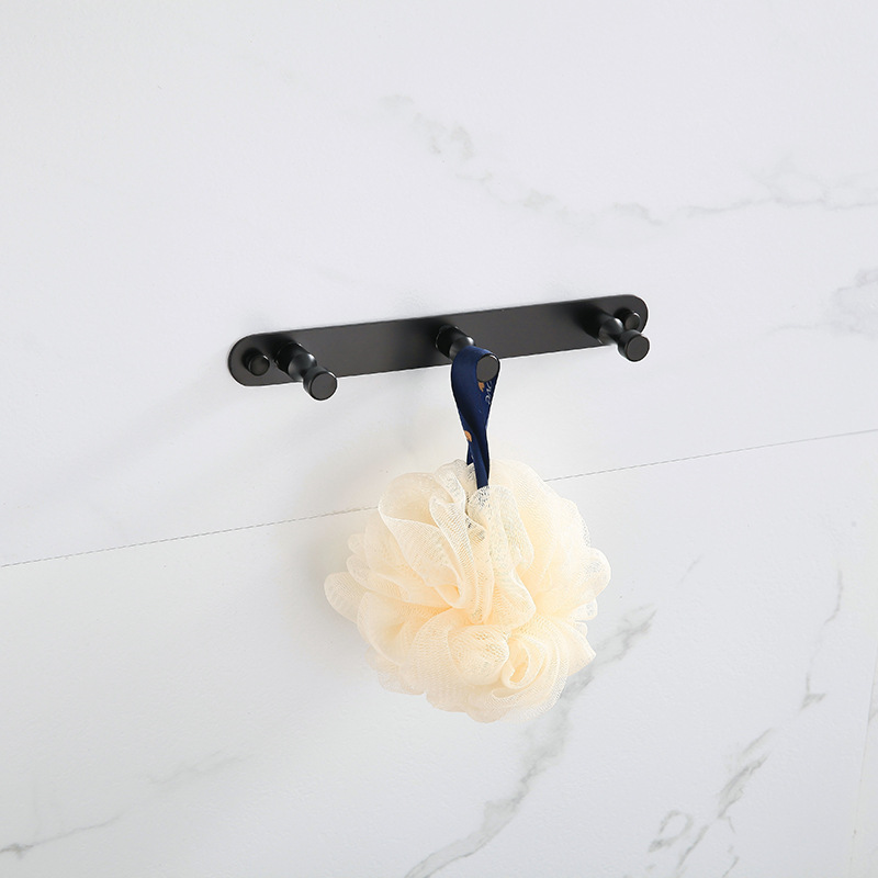 北欧304不锈钢黑色免打孔挂钩 卫生间厨房壁挂排钩浴室衣帽钩挂件