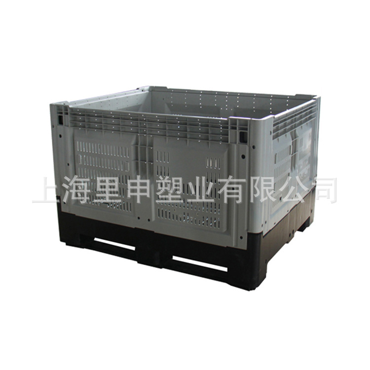 直销120*100*81cm折叠式漏洞物流框 网格卡板箱 带轮子带盖周转框