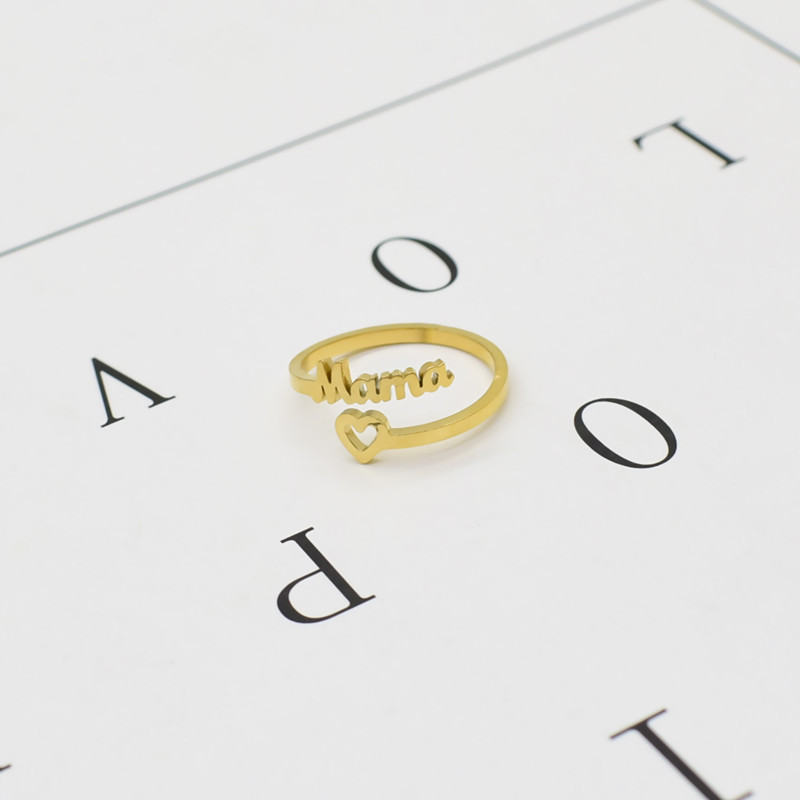 Plating Design Mama Letter Titanium Steel Plating Open Ring