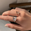 Brand adjustable ring, 925 sample, 925 sample silver, light luxury style, internet celebrity, flowered