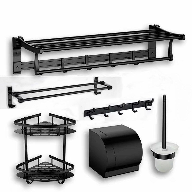 加工定制太空铝毛巾架浴巾架卫生间置物架壁挂浴室挂件套装马桶刷