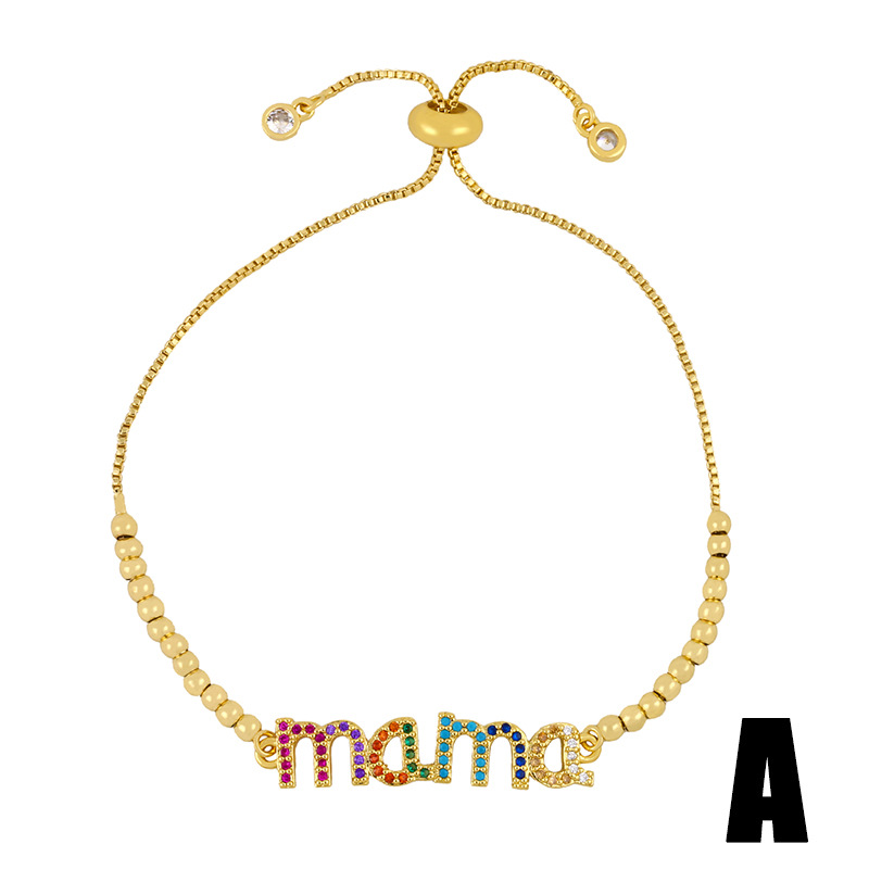 Bracelet Alphabet Maman Bracelet Vent Amour Coeur Bracelet En Cristal Gros Nihaojewelry display picture 4