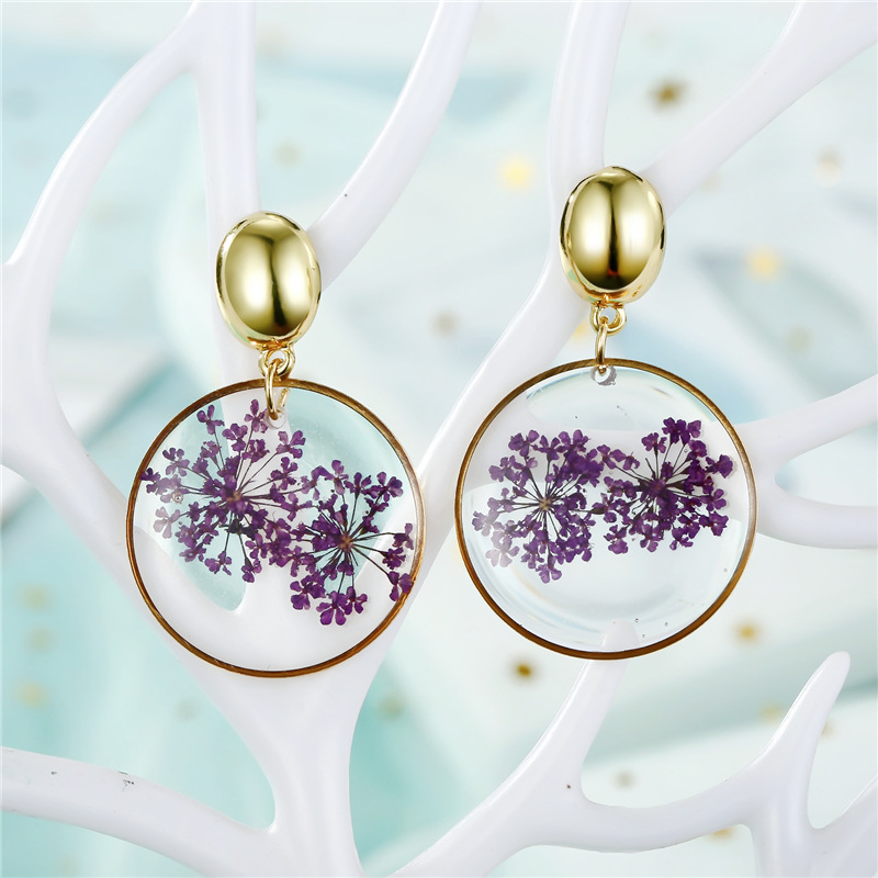 Jewelry Dried Flower Earrings Resin Earrings Eternal Flower Earrings Epoxy Chrysanthemum Earrings display picture 1