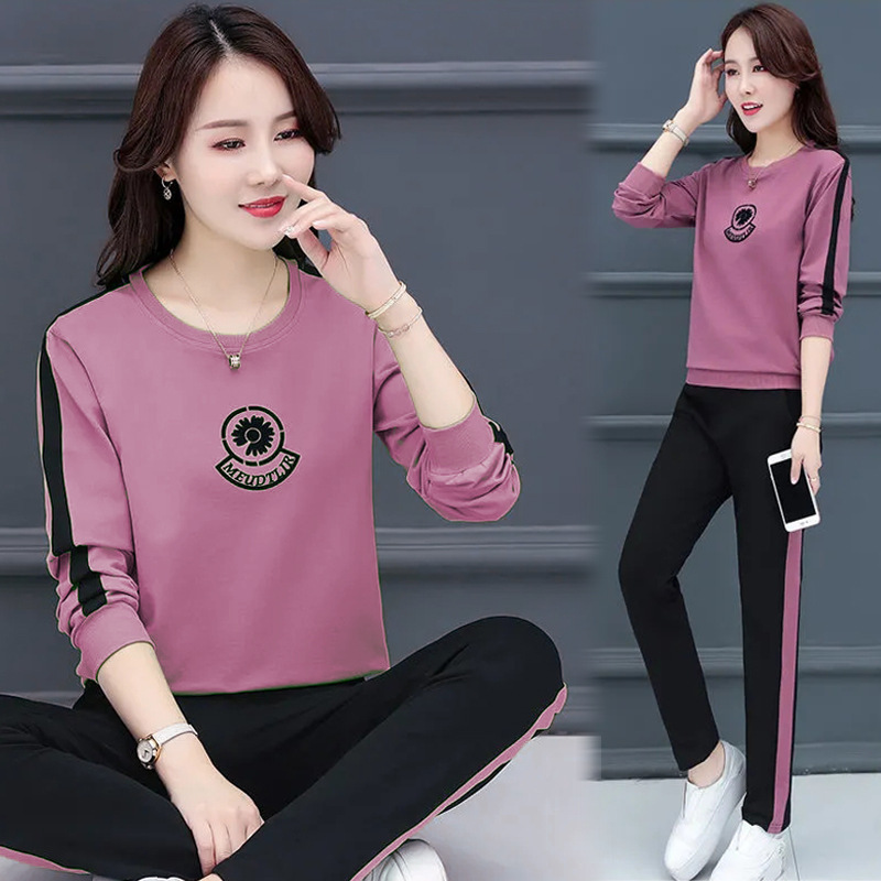 Casual Sports Suit for Women, Autumn 2026 New Korean Style Long-Sleeve Long Pants, Plus Size, Slimming, Fashionable, Age-Reducing Two-Piece Set Casual Sports Suit for Women, Autumn 2026 New Korean Style Long-Sleeve Long Pants, Plus Size, Slimming, Fashionable, Age-Reducing Two-Piece Set