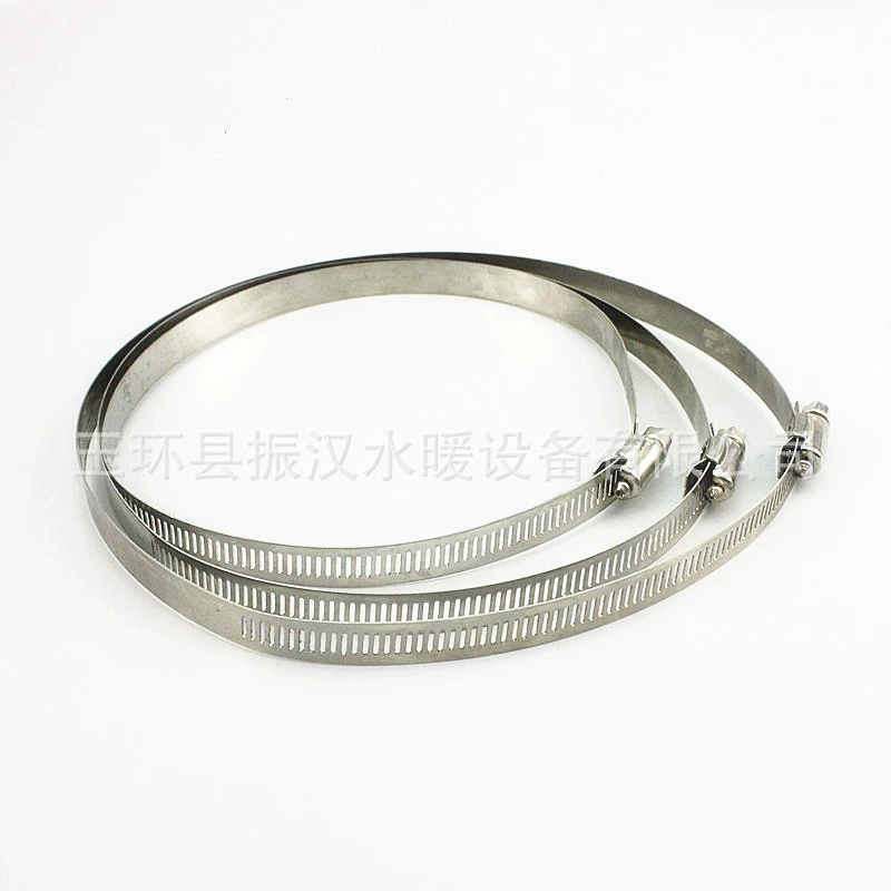 Stainless steel hose clamp locking pipe clip fastener air hose connector hand-tightened strong band buckle coal comb tube