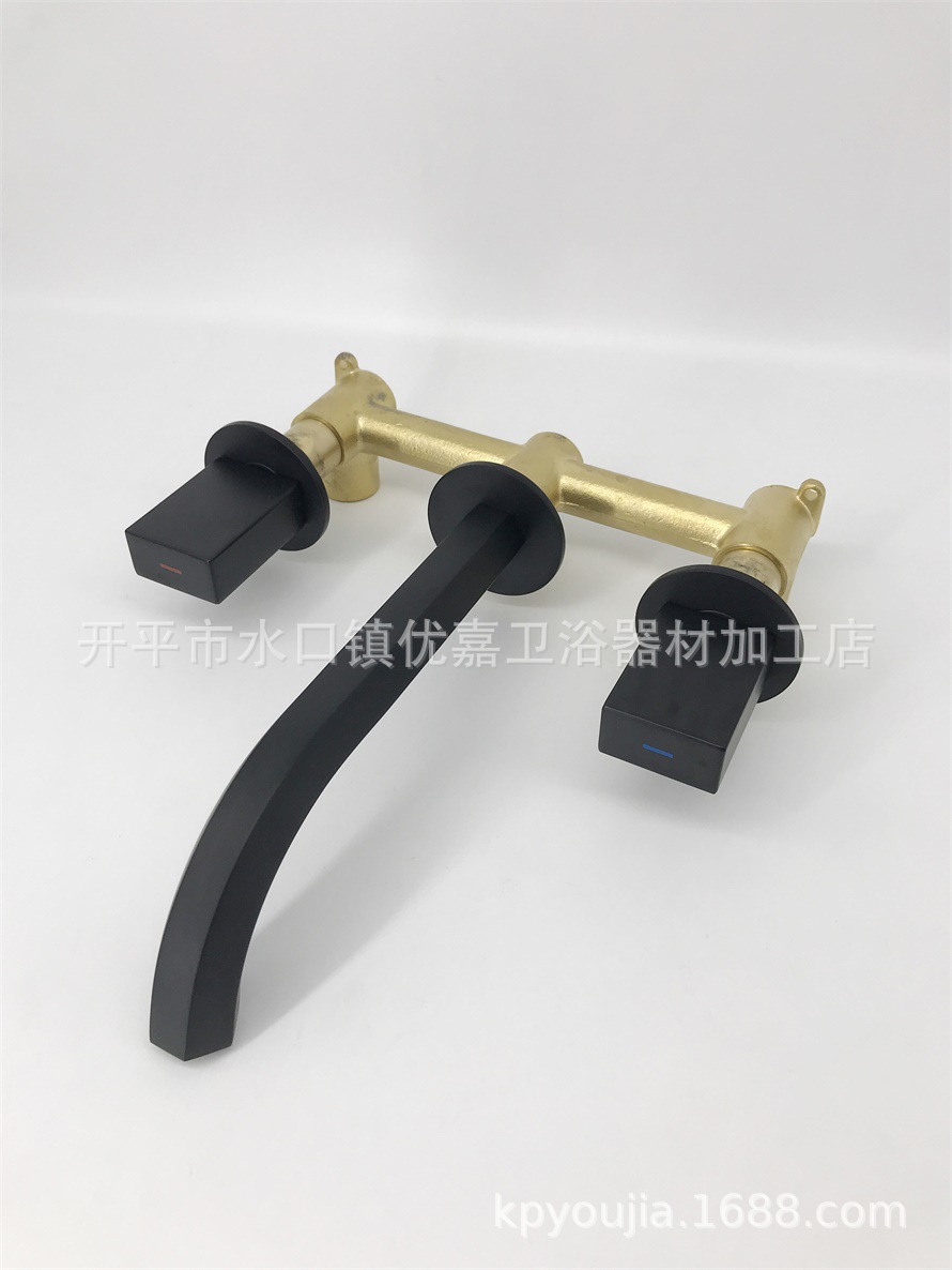 Kaiping Youjia bathroom concealed basin faucet Wall water outlet double handle embedded matte black faucet 30334