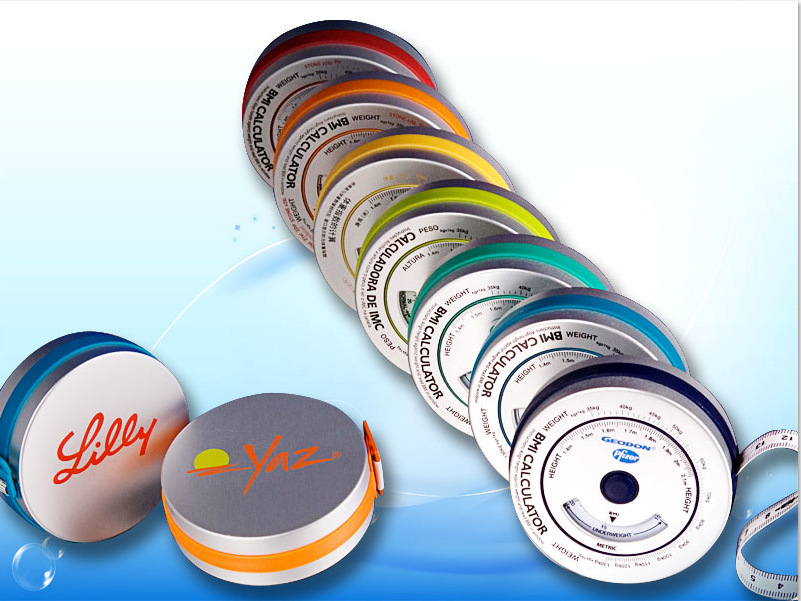 1.5米收缩卷尺 皮尺 自动收缩迷你礼品尺 圆形铝合金圆形BMI