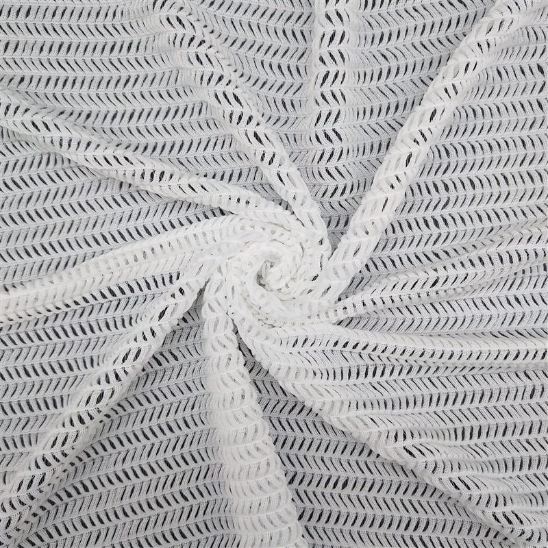 厂家直销 麦穗网布 锦氨网眼布 凹凸竖条女装面料 人字花弹力网