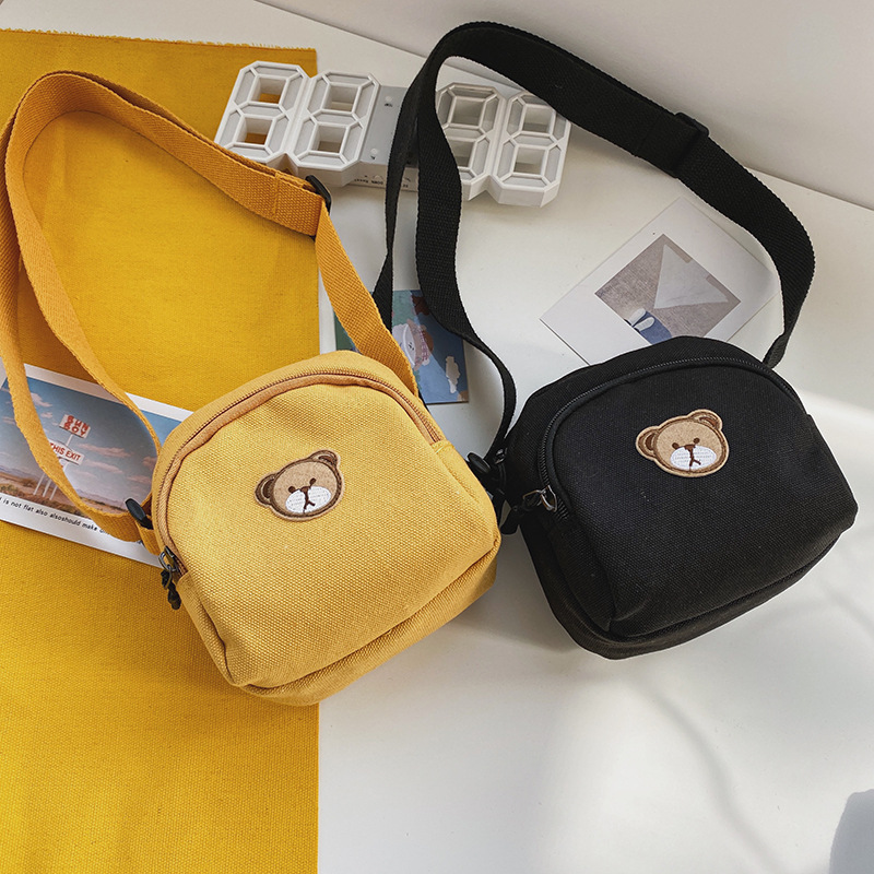 Korean Fashion Vintage Sense Cute Cartoon Bear Canvas Shoulder Bag Japanese Harajuku Student Mobile Phone Crossbody Bag  Wholesale Nihaojewelry display picture 31