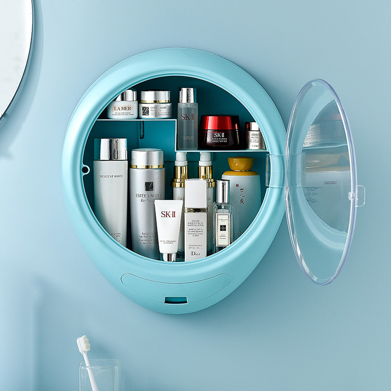 wall-mounted cosmetic storage box vibrato with free punching dust-proof household large-capacity skin care product rack