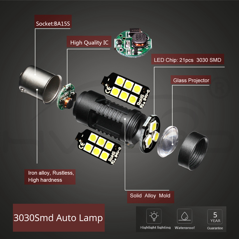 21SMD 3030 7443 T20 3157 T25 lámpara de freno LED de automóvil 1157